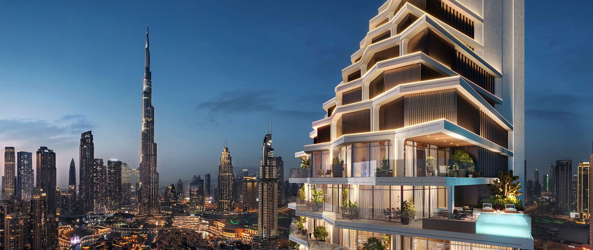 the view of Burj Khalifa from Downtown apartments