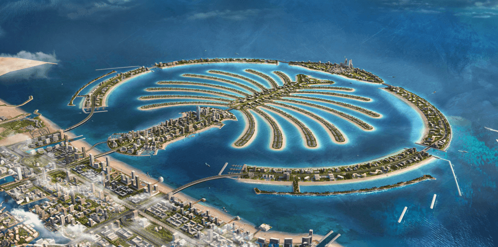 An aerial view of Palm Jebel Ali