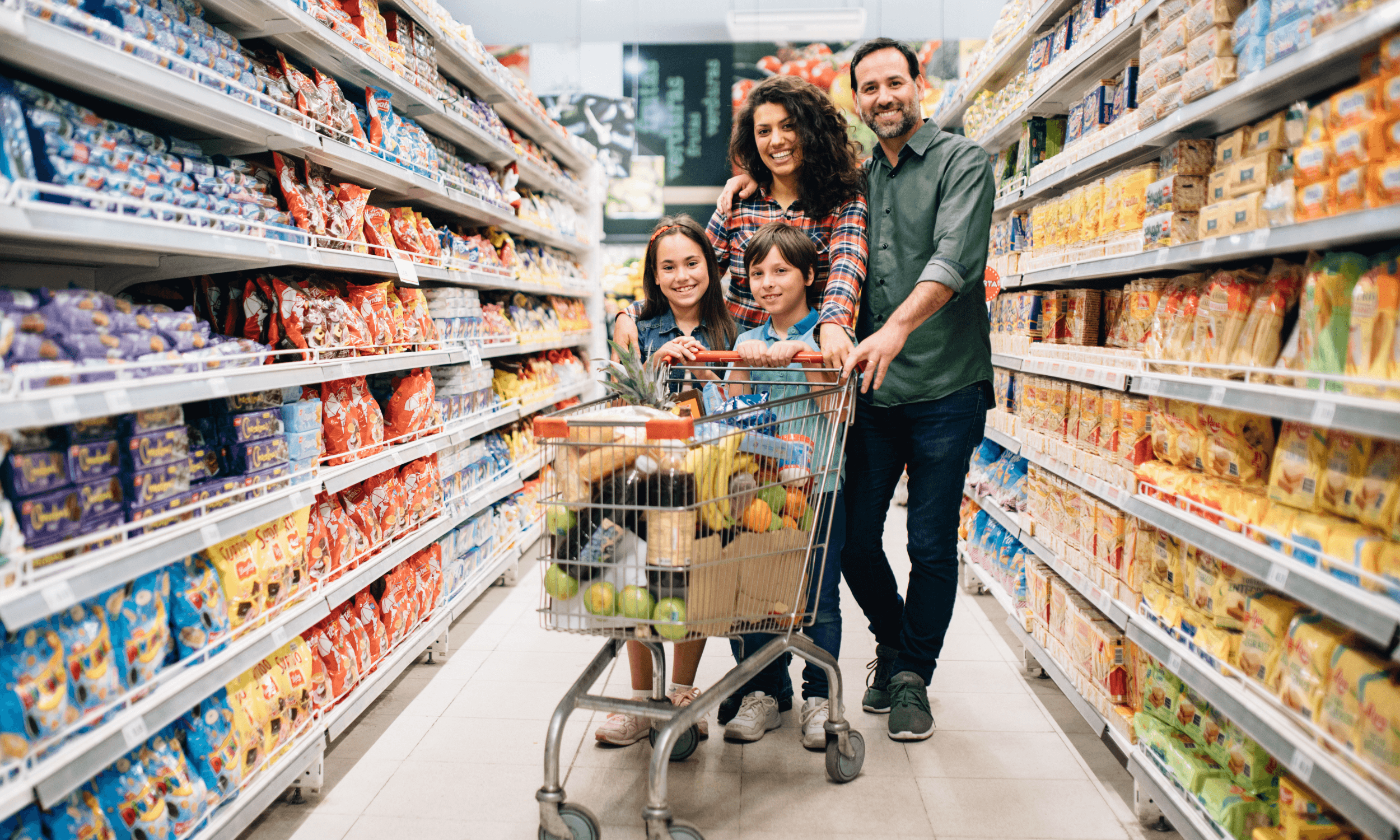 Family shopping in supermarkets in Downtown Dubai